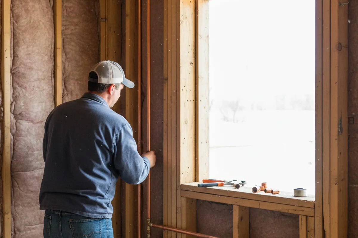 Licensed plumber running new copper supply lines in a Blue Eye home
