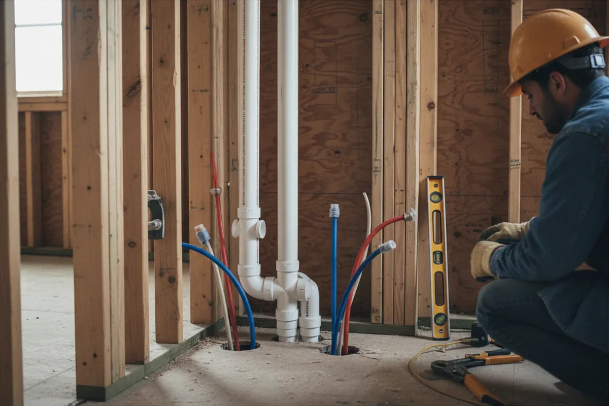 Drain and supply rough-in during Sump Pump Repair in Blue Eye