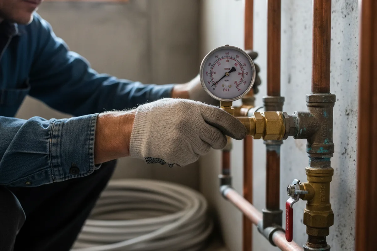 Pressure testing a repaired line during Water Line Repair in Blue Eye